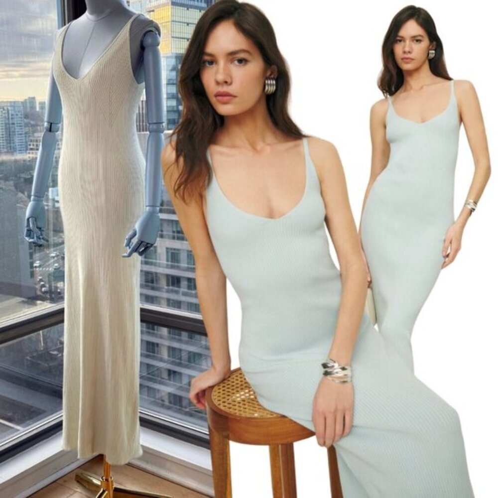 🆕 SIR THE LABEL 🧿 NWOT Peppermint Sandy Knit Maxi Dress, Sz 3 US 8